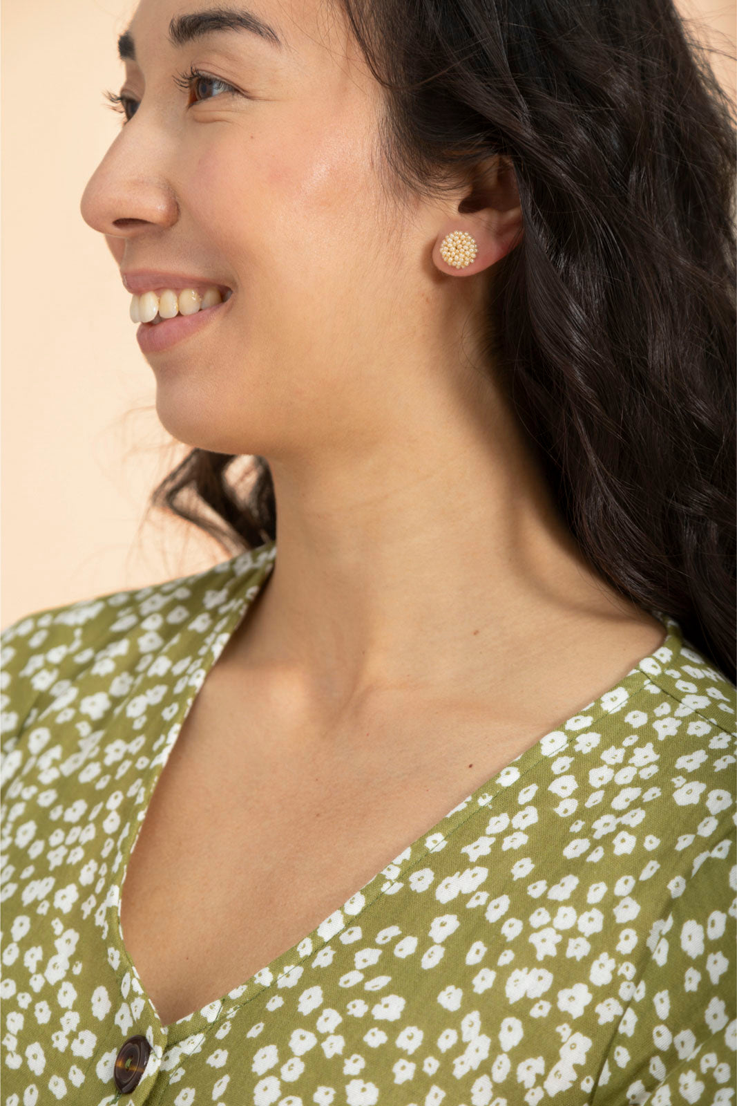 Naisten vihreä musliininen nappimekko