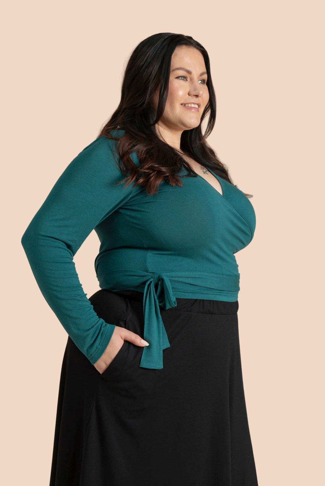 Naisten petroolin värinen kietaisupaita