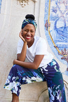 Naisten valkoinen puuvillainen t-paita