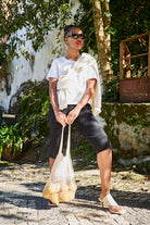 Naisten valkoinen puuvillainen t-paita