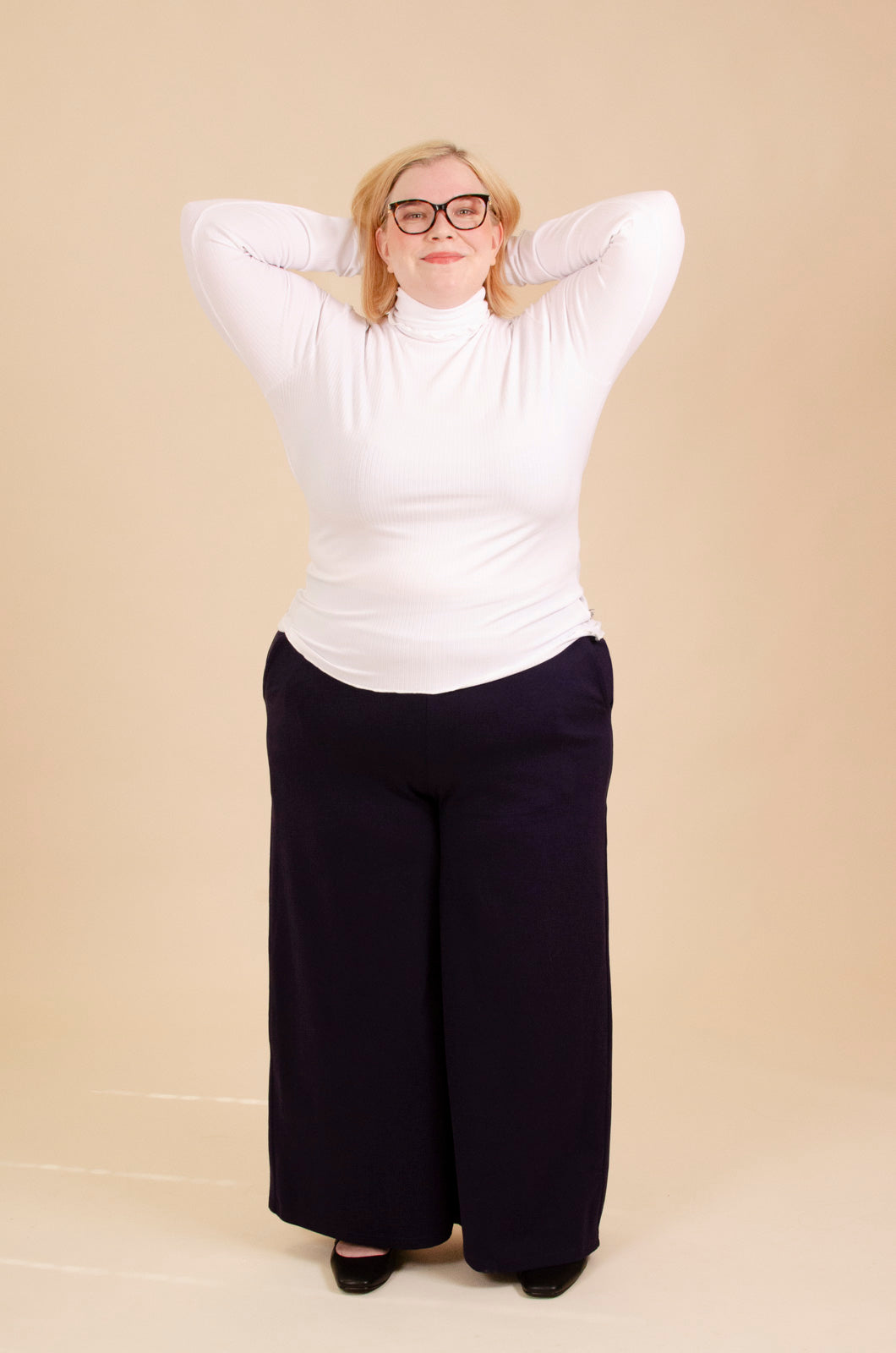 Naisten valkoinen pitkähihainen poolopaita