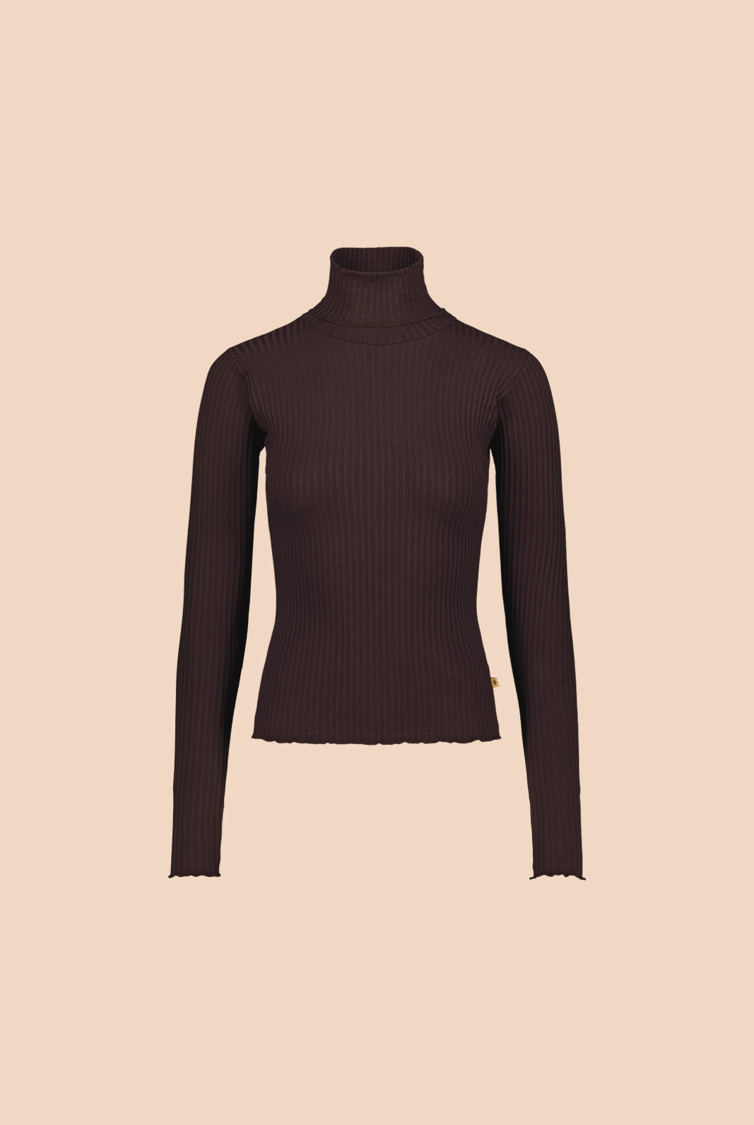 Naisten ruskea pitkähihainen poolopaita