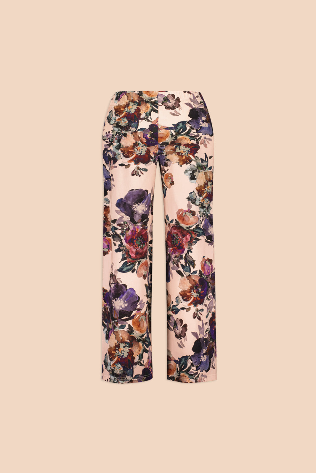 Naisten täyspitkät trikoohousut kukkakuosilla