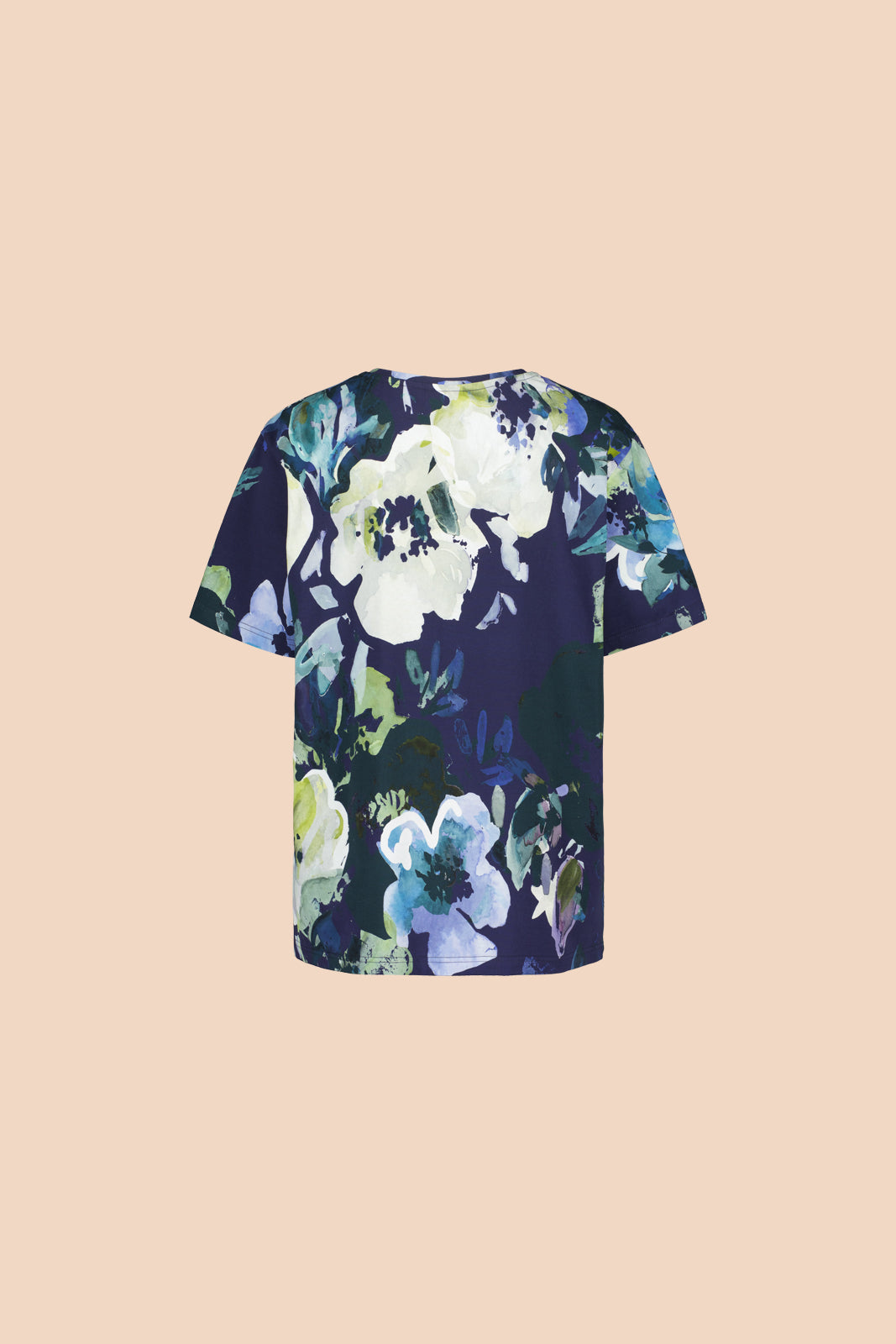 Naisten sininen paita kukkakuviolla