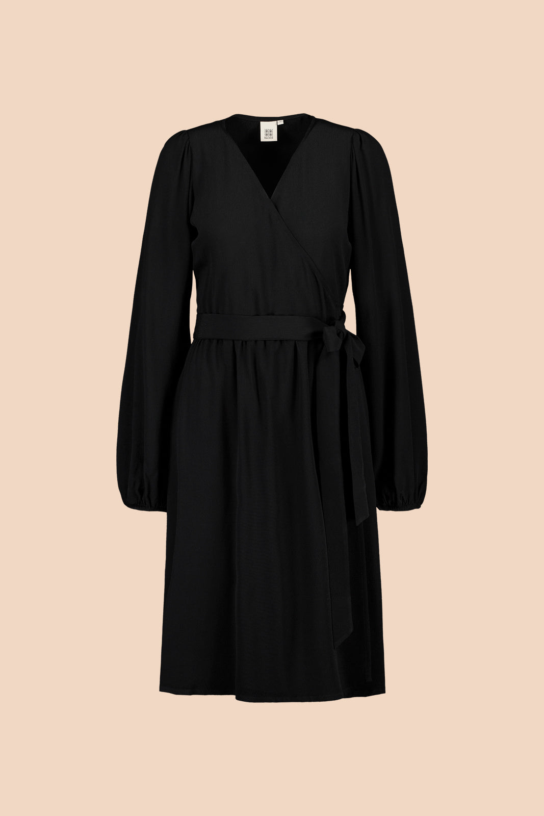 Naisten musta viskoosikreppi kietaisumekko