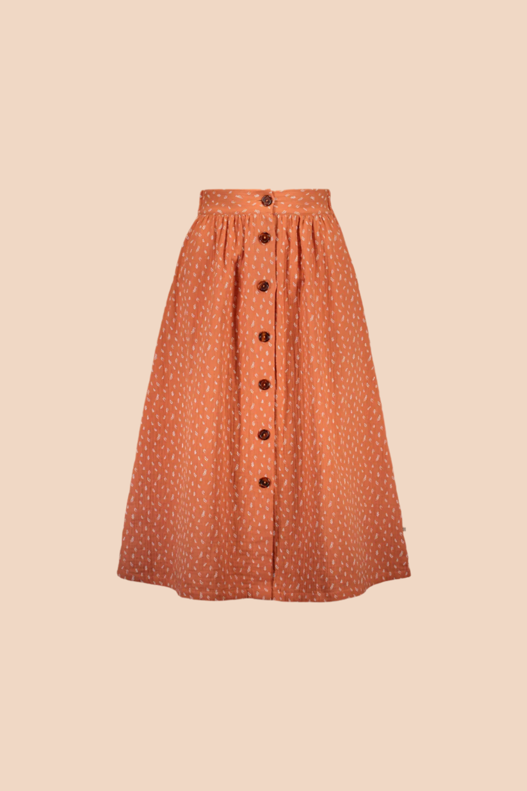 Naisten oranssi puuvillahame minimalistisella kuosilla