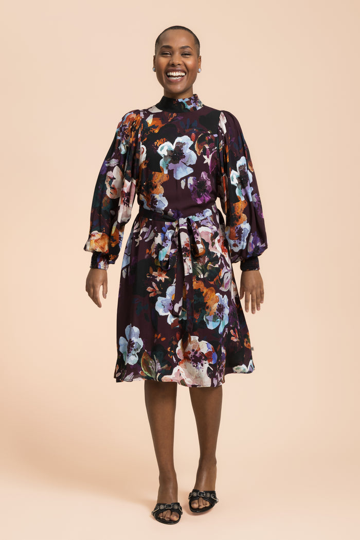 Puff Dress, Maroon Anemone