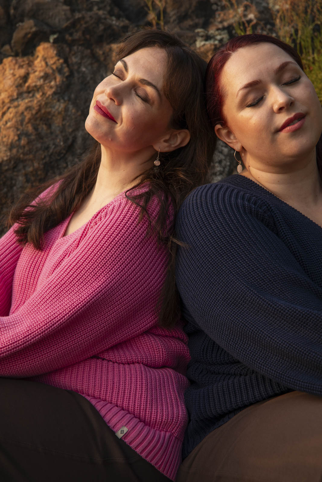 Naisten pinkki puuvillaneule | modelheight:166, size:M