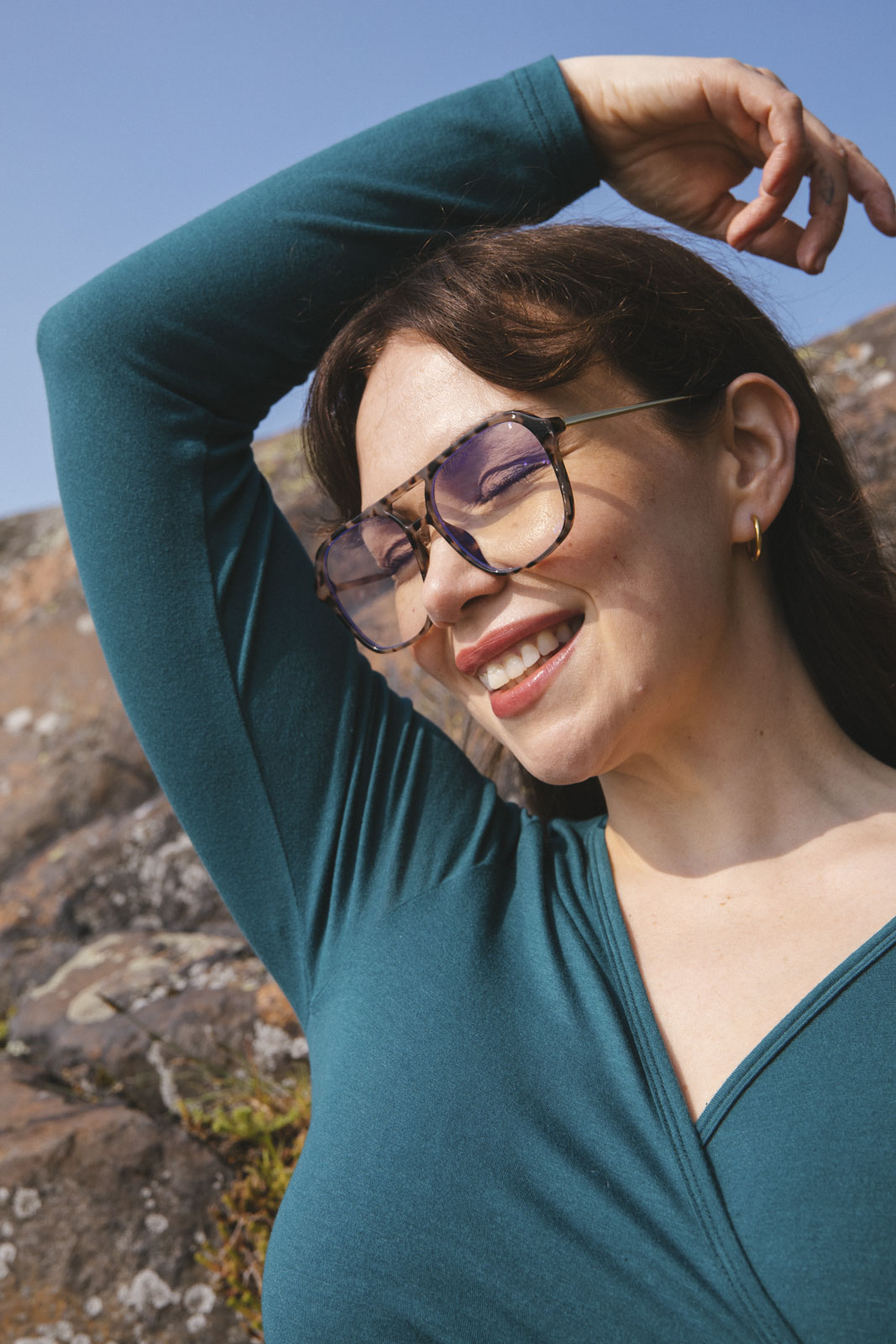 Naisten petroolin värinen kietaisupaita