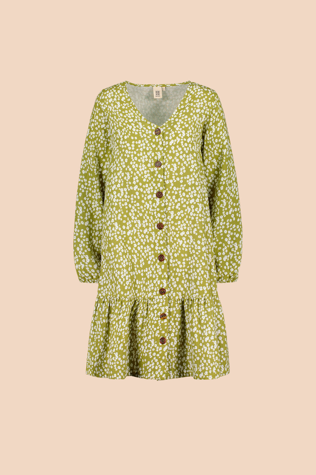 Naisten vihreä musliininen nappimekko