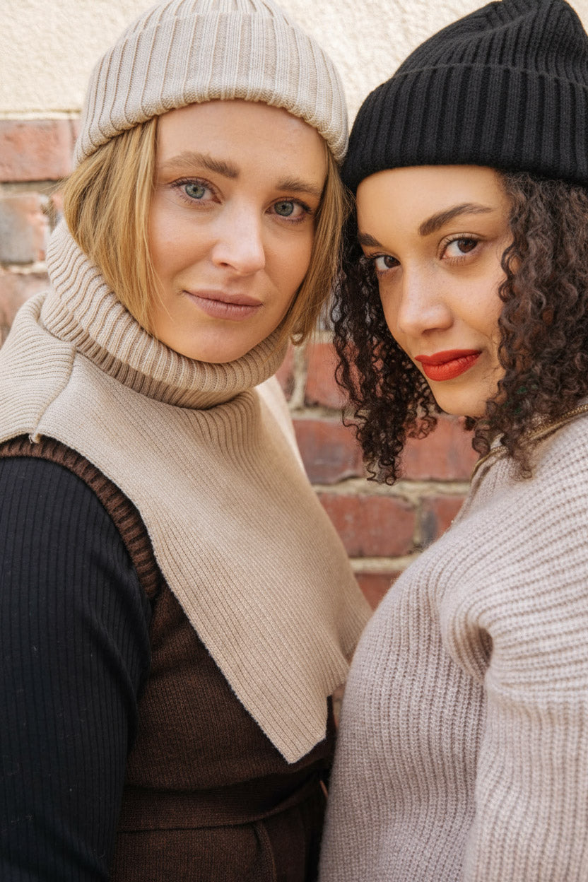 Naisten musta merinovillainen pipo