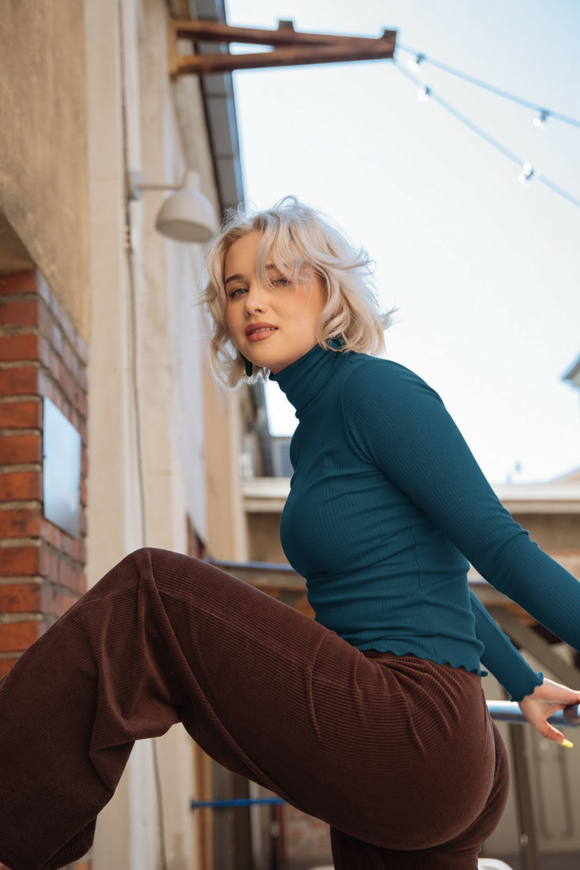 Naisten petroolin värinen poolopaita