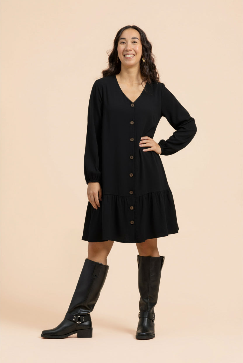 naisten musta mekko | modelheight:169, size:XS