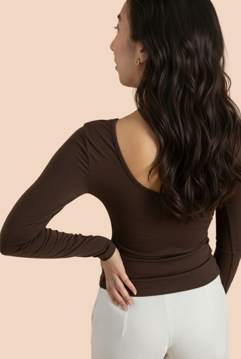 Naisten ruskea pitkähihainen paita