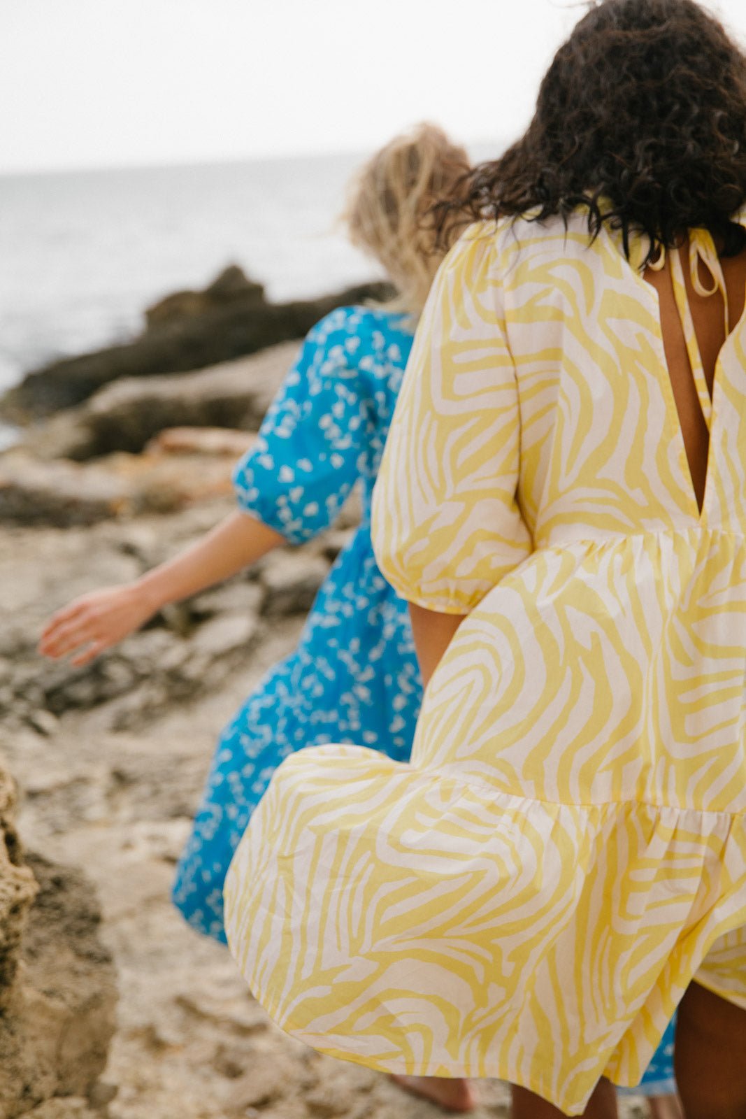 Tiered Mini Dress, Zebra Lemon - Kaiko Clothing Company Oy