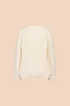 Naisten luonnonvalkoinen puuvillaneule