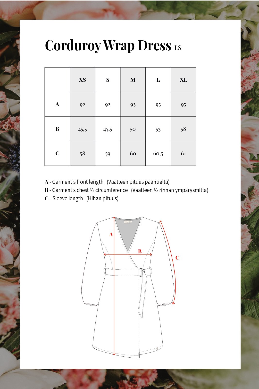 Corduroy Wrap Dress, Black - Kaiko Clothing Company Oy