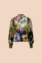 Naisten vihreä paita kukkakuviolla