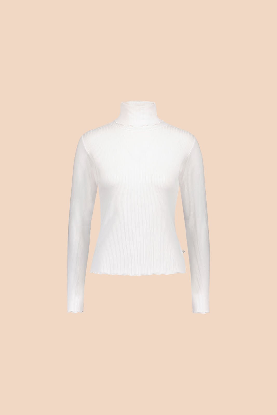 Naisten valkoinen pitkähihainen poolopaita