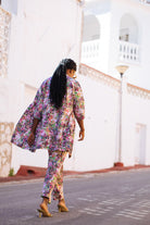 Naisten värikkäät puuvillahousut kukkakuviolla