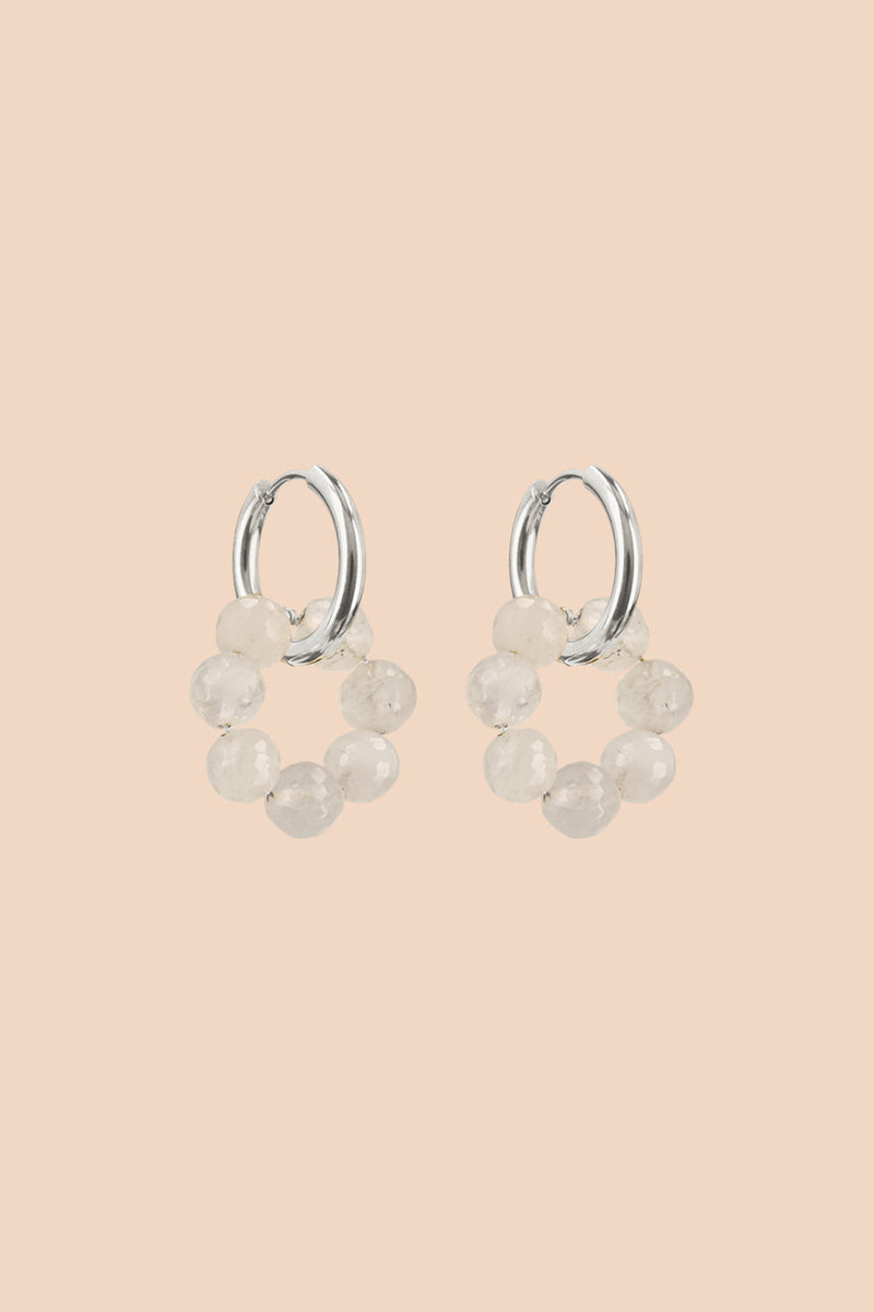 Eva Earrings, White Rainbow & Silver