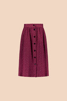 Naisten musliininen nappihame minimalistisella lehtikuosilla