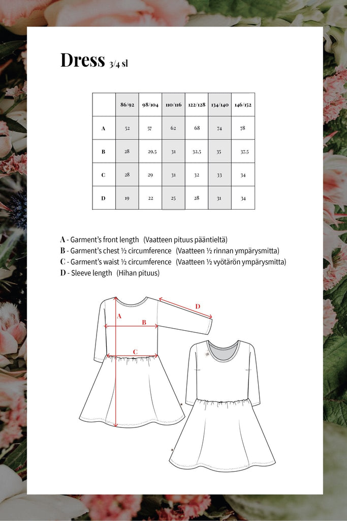Dress & Headwrap paketti, Sky Blue Anemone - Kaiko Clothing Company Oy