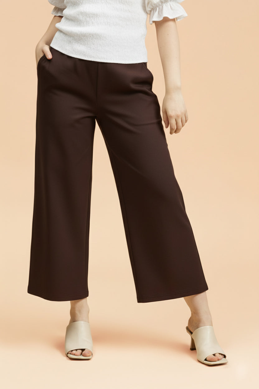 Naisten ruskeat culottes-housut