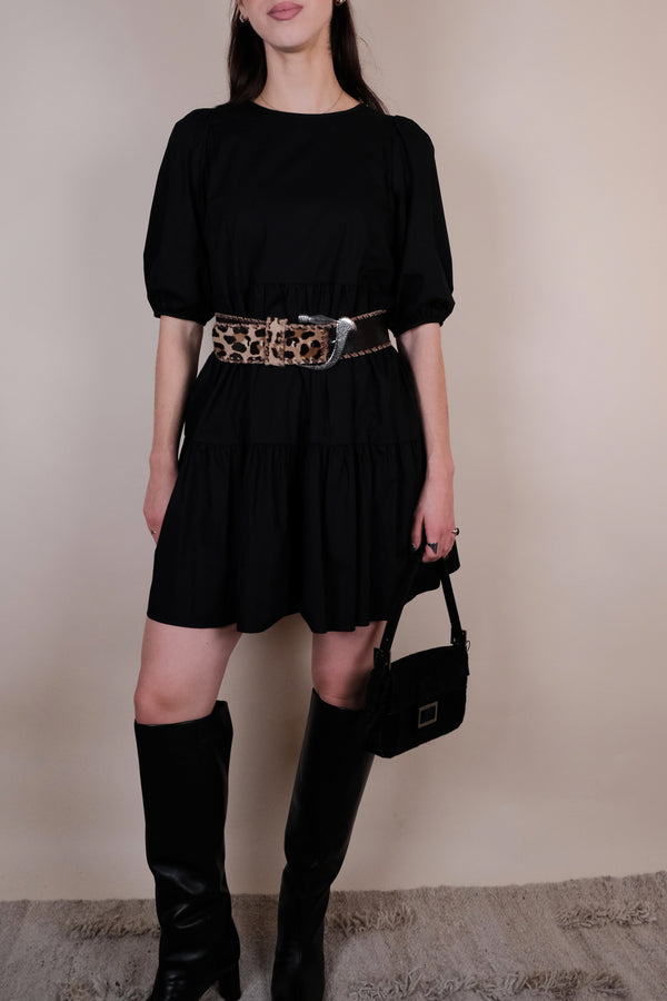 Tiered Mini Dress, Black