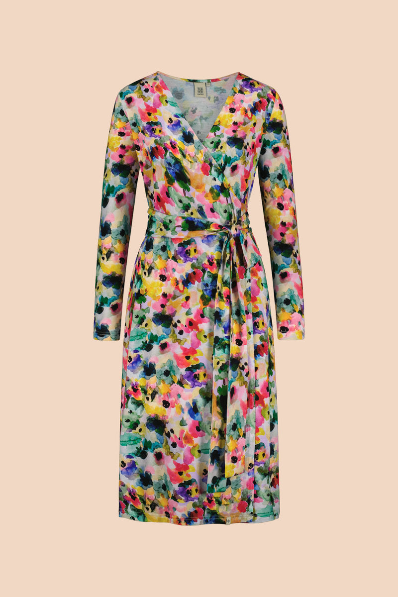 Soft Wrap Dress, Aquarelle Bloom