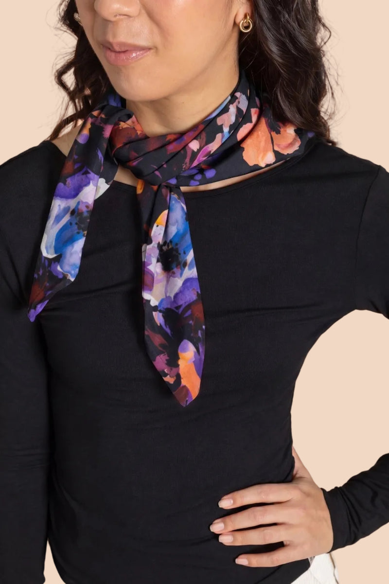 Square Scarf, Black Anemone