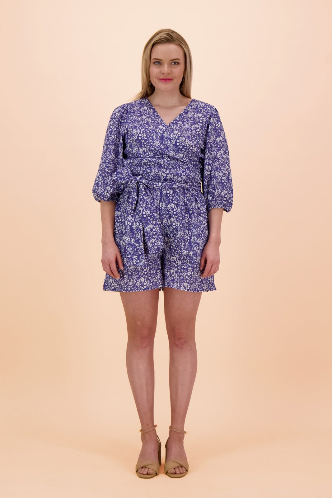 Wrap Blouse, Blue Meadow - Kaiko Clothing Company Oy