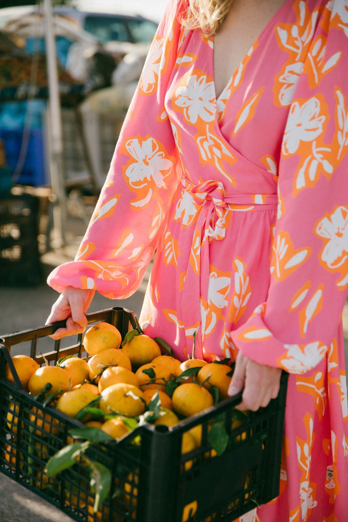 Wrap Mini Dress, Candy Floral - Kaiko Clothing Company Oy