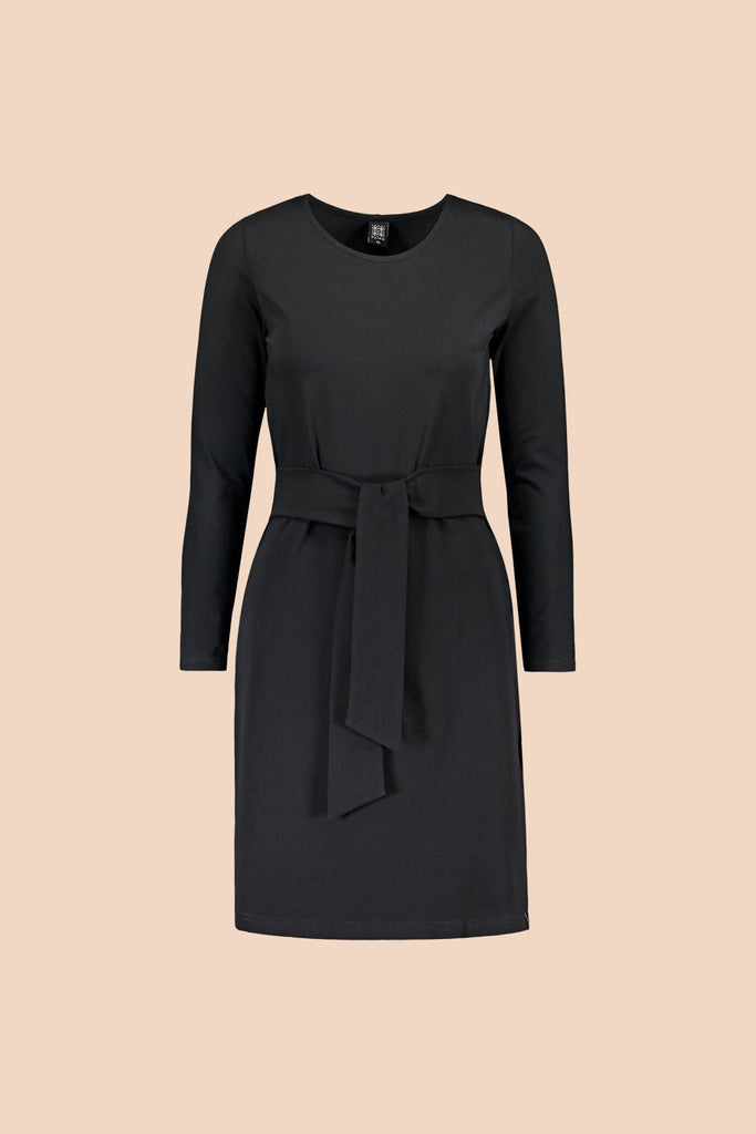 Belted Dress Ls, Black - Kaiko Clothing Company Oy
