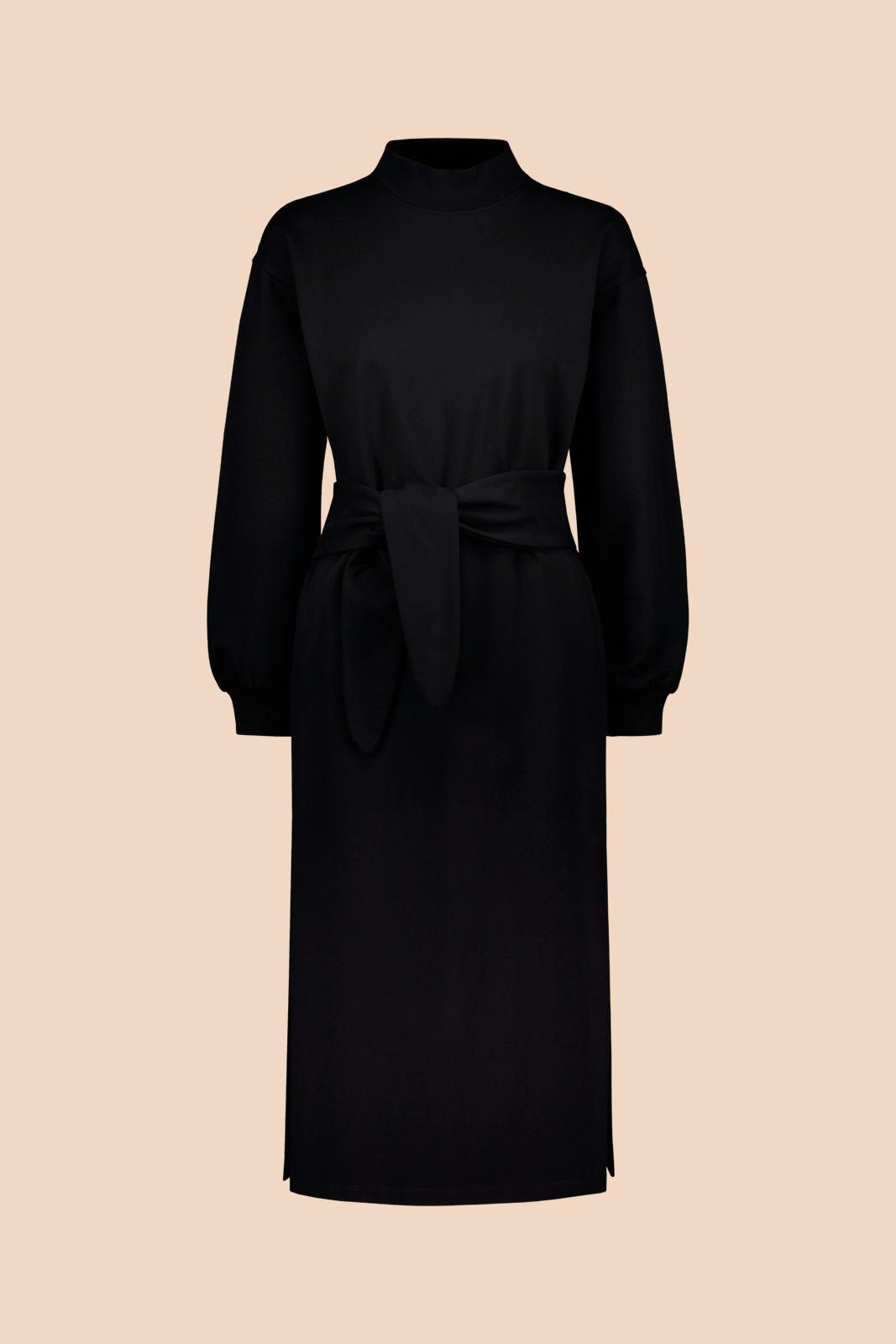 Belted Sweatshirt Dress, Black - Kaiko Clothing Company Oy