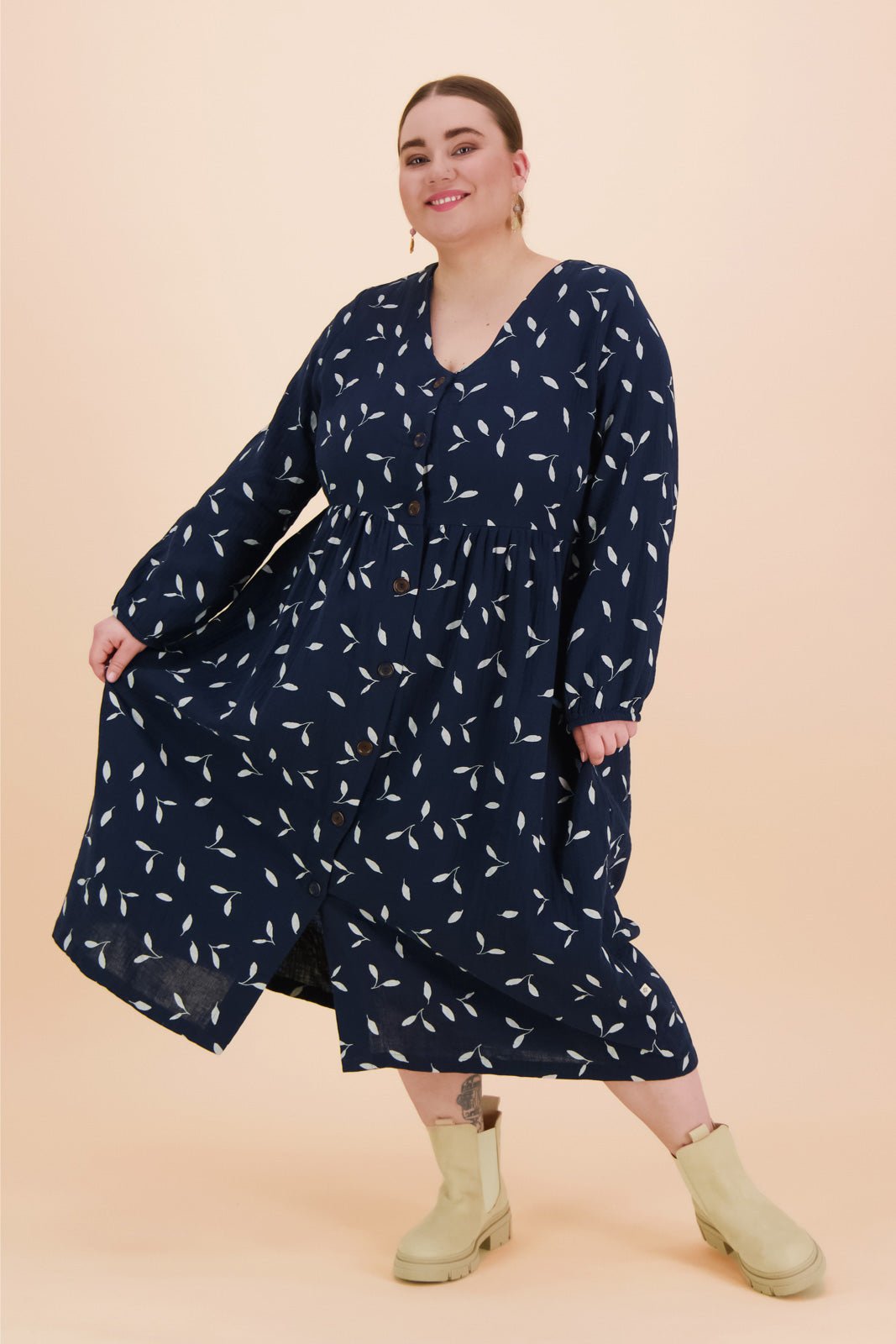 Button Dress, Indigo Wind - Kaiko Clothing Company Oy