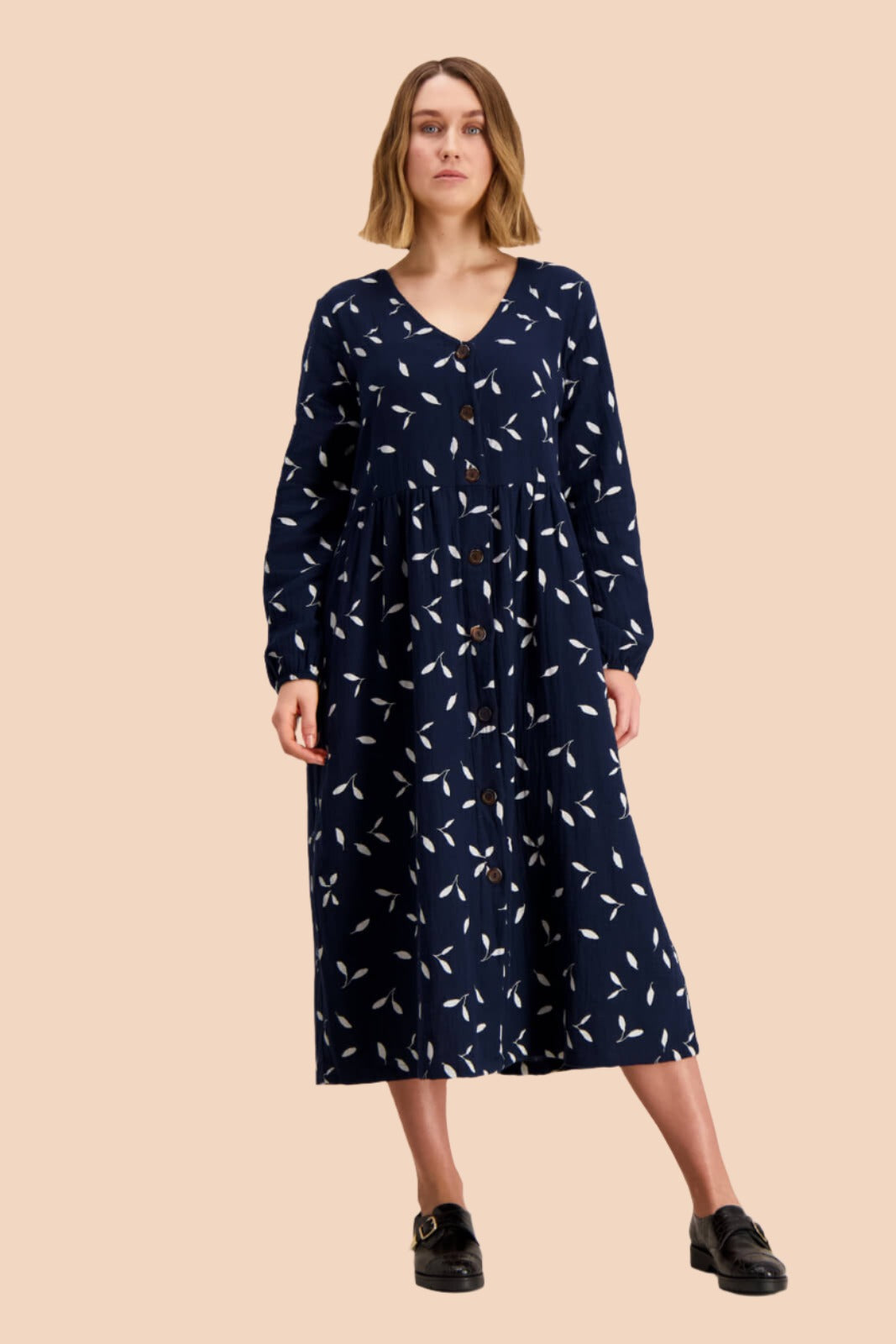 Button Dress, Indigo Wind - Kaiko Clothing Company Oy