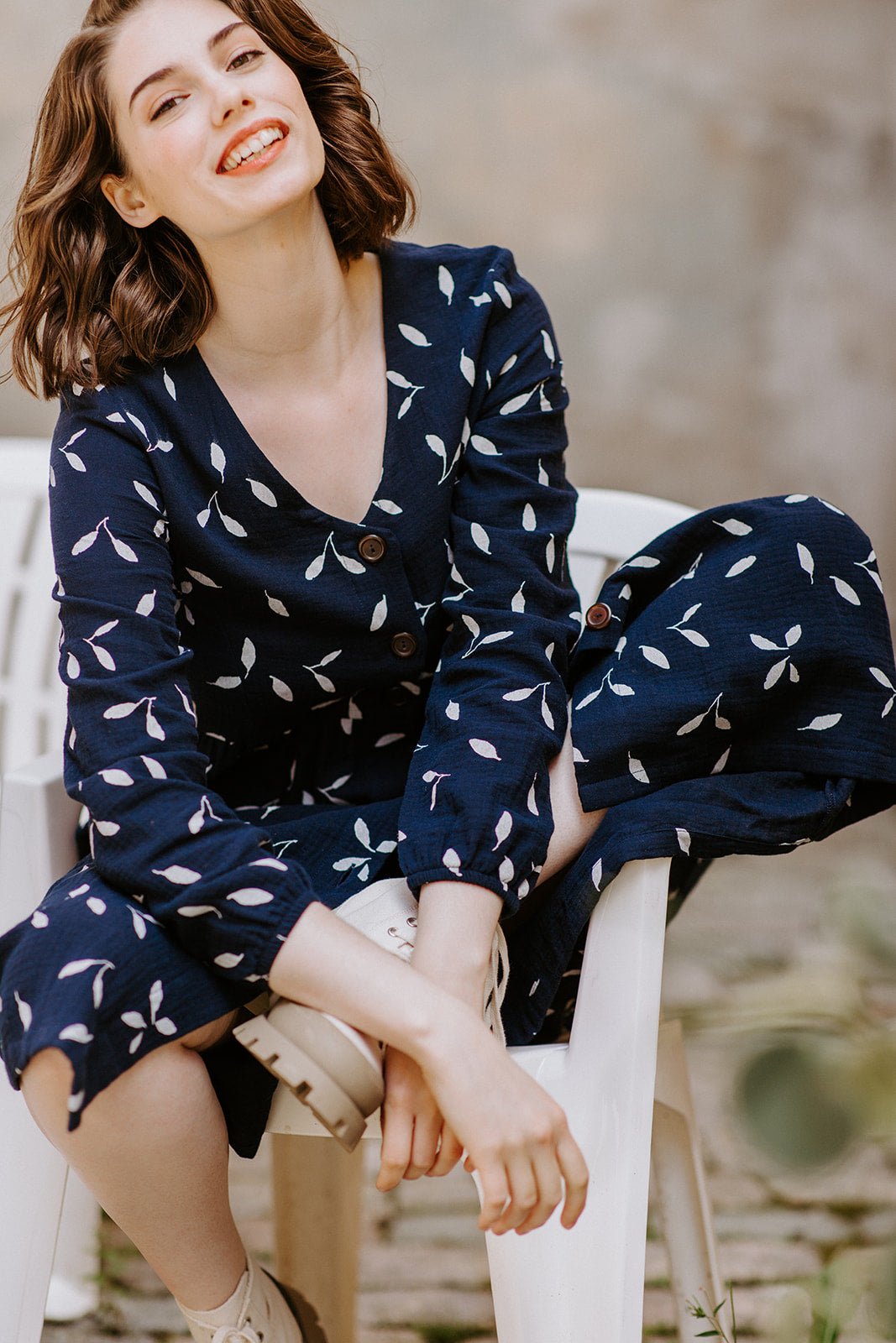 Button Dress, Indigo Wind - Kaiko Clothing Company Oy