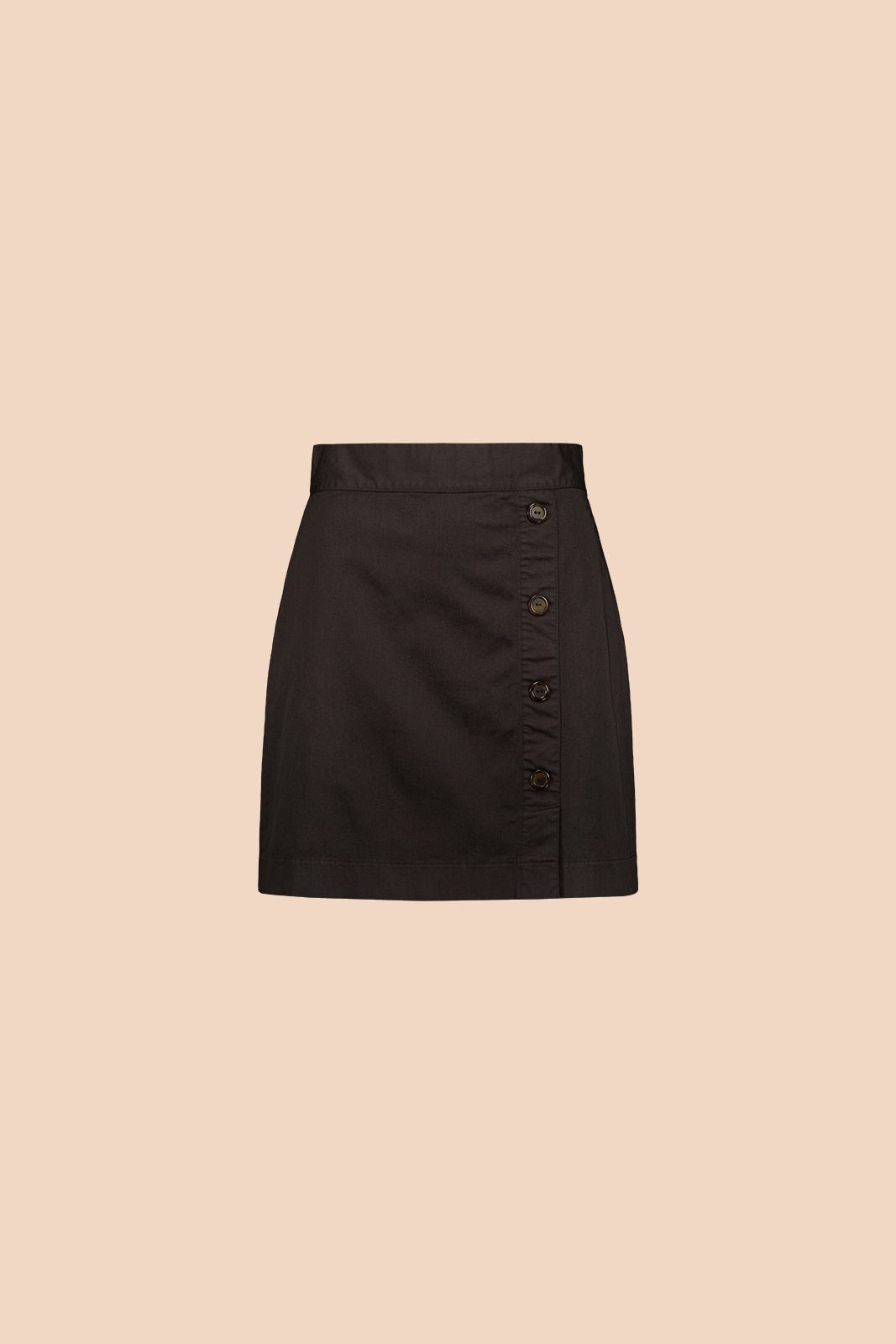 Button Mini Skirt, Mocha - Kaiko Clothing Company Oy