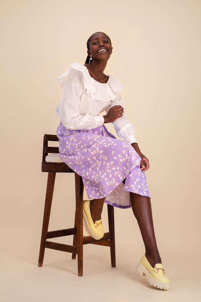 Button Skirt, Lavender Garden - Kaiko Clothing Company Oy