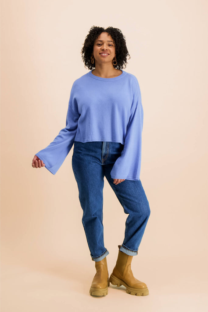 Cashmere Crop Sweater, Blue Mist - Kaiko Clothing Company Oy