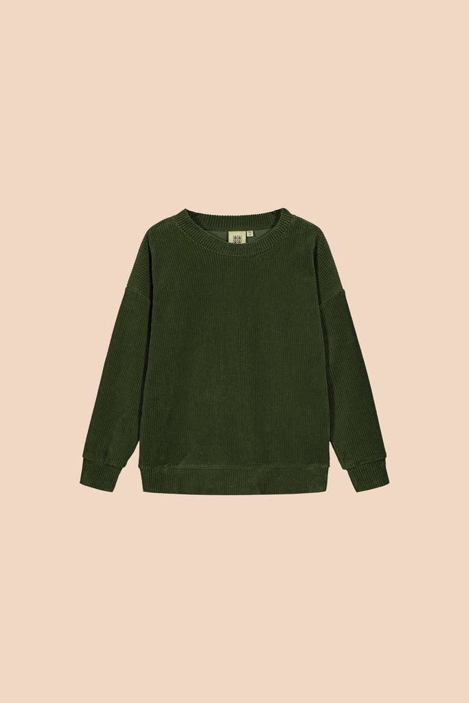 Corduroy Sweatshirt, Evergreen - Kaiko Clothing Company Oy