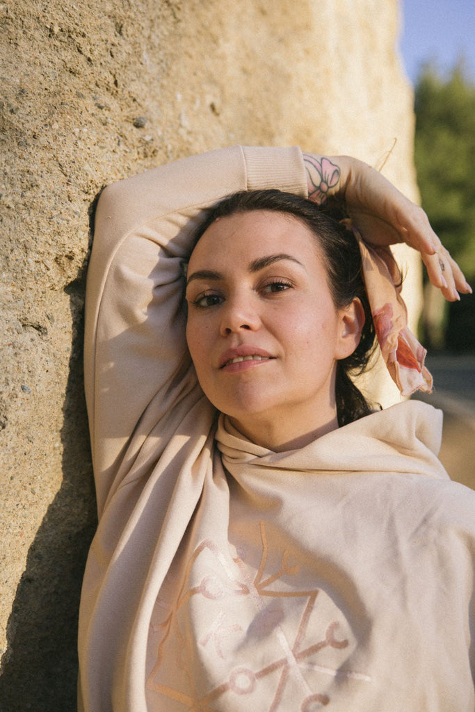 Embroidered Hoodie, Almond - Kaiko Clothing Company Oy