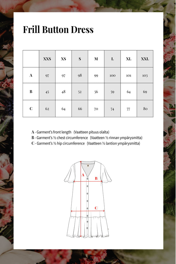Frill Button Dress, Black - Kaiko Clothing Company Oy