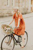 Frill Button Dress, Vintage leaf - Kaiko Clothing Company Oy