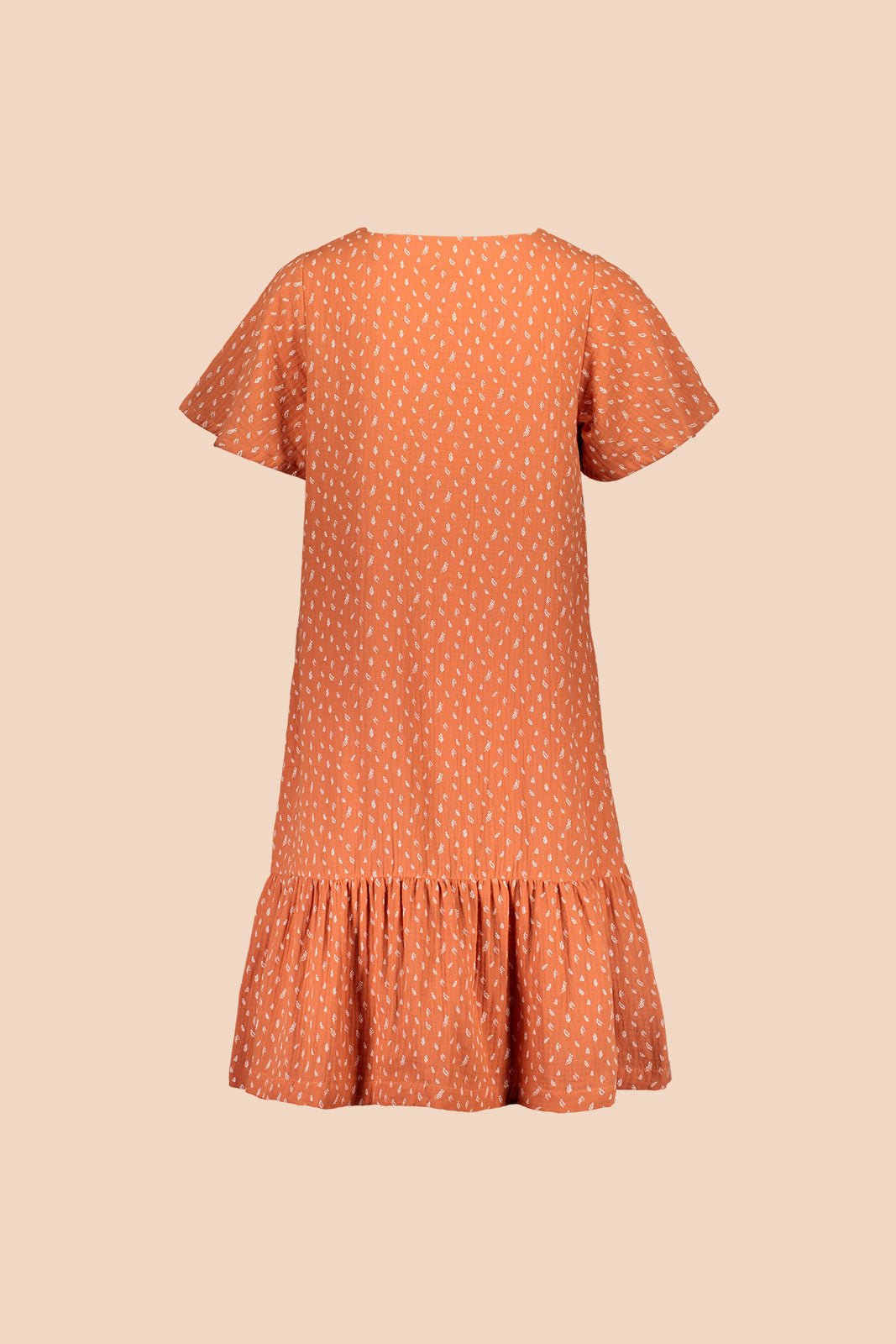 Frill Button Dress, Vintage leaf - Kaiko Clothing Company Oy