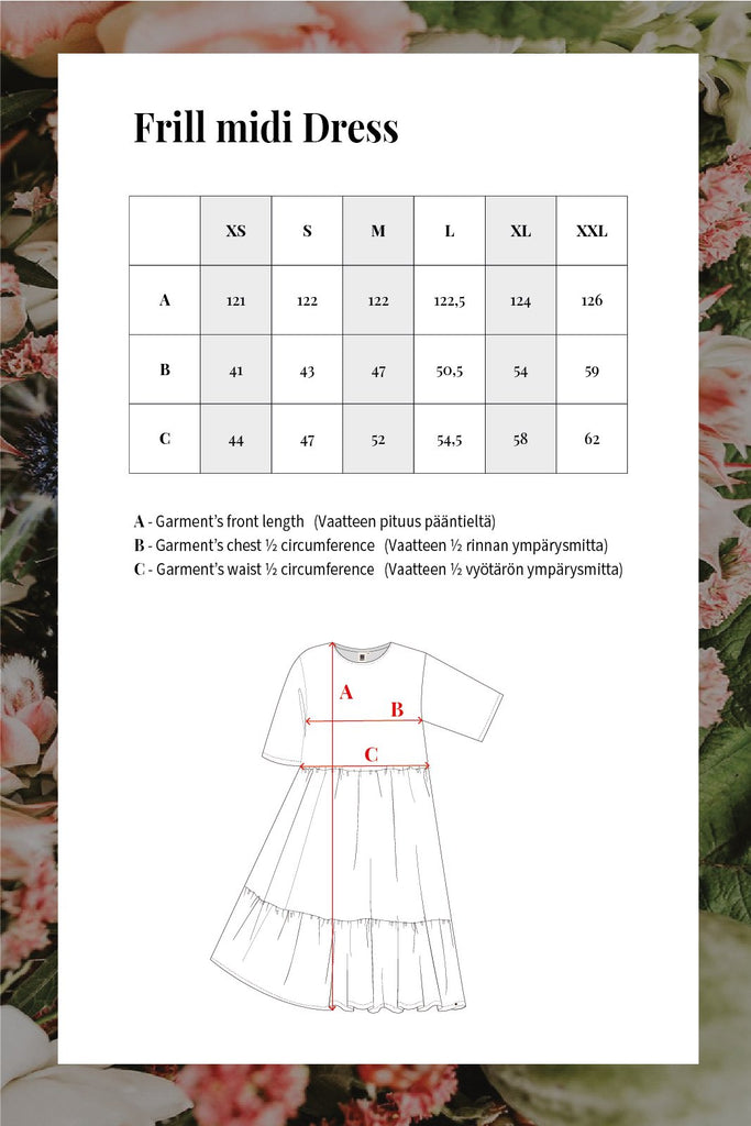 Frill Midi Dress, Black - Kaiko Clothing Company Oy