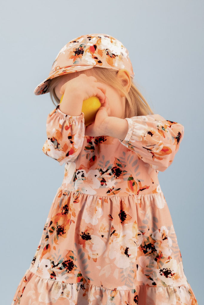 Frill Puffy Dress, Peach Blush - Kaiko Clothing Company Oy