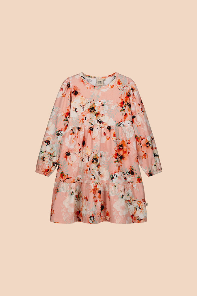 Frill Puffy Dress, Peach Blush - Kaiko Clothing Company Oy