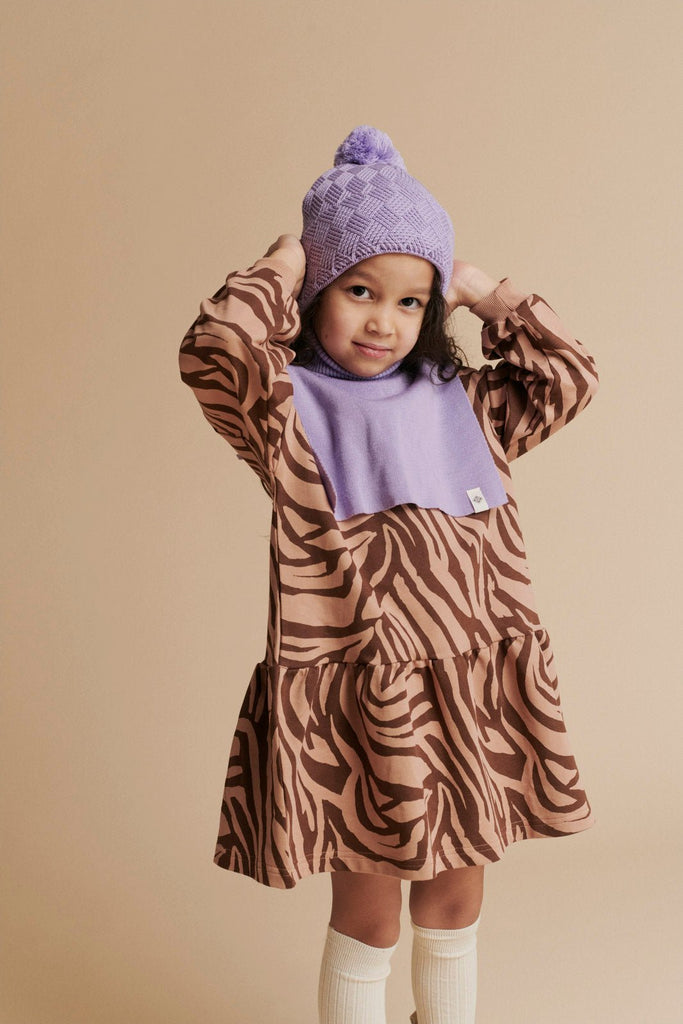 Frill Sweater Dress, Zebra Oak - Kaiko Clothing Company Oy